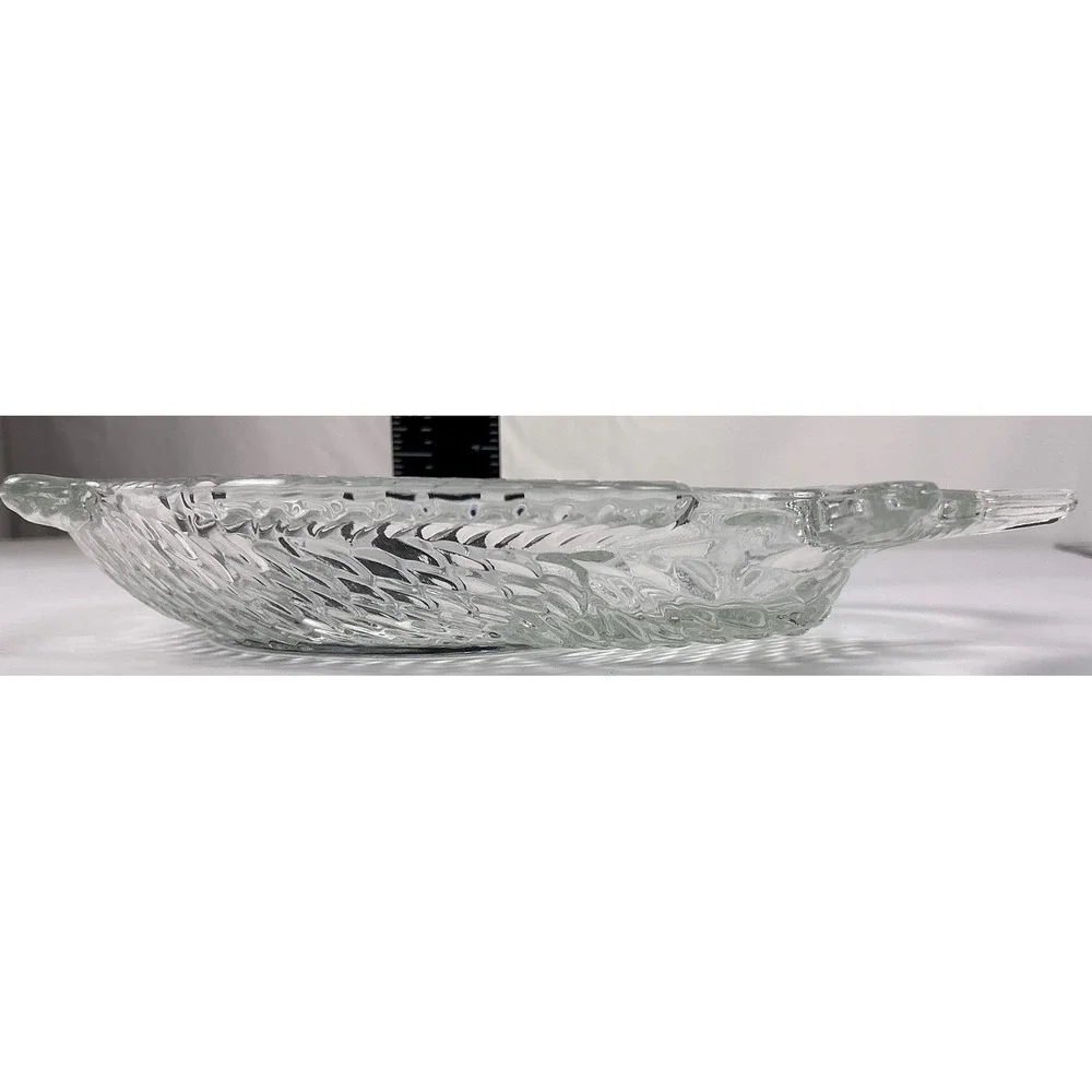 Vintage Clear Glass Oval Relish Dish Starburst‎ Pattern Scalloped Edge Tray